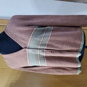 Woolrich alpine rust red green button up cardigan